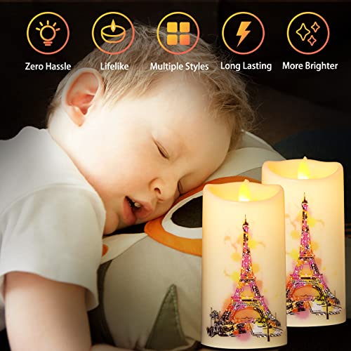 Carabmer Flameless Fiber Optic Candles, 2 Pack Flameless Candles With Animation, Battery Operated Candles With Realistic Flickering Led Flame, Led Candles With 8-Key Remote Control And 24 Hours Timer #TOP7