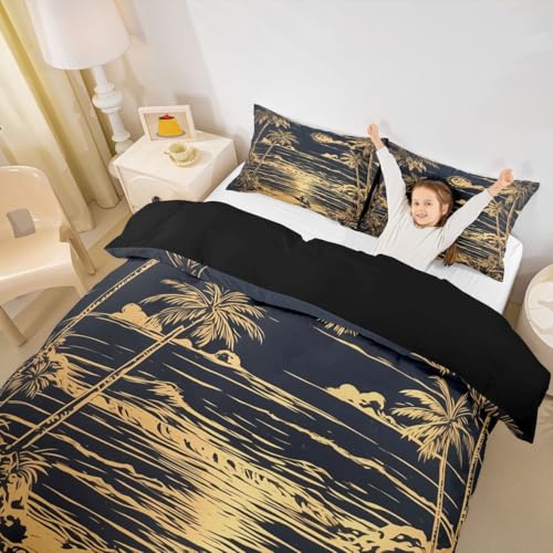 feelingyou Housse de couette en noix de coco pour enfant - Taille S - Planche de surf - Sport - Pour chambre à coucher - Océan - Paysage côtier (1 taie...