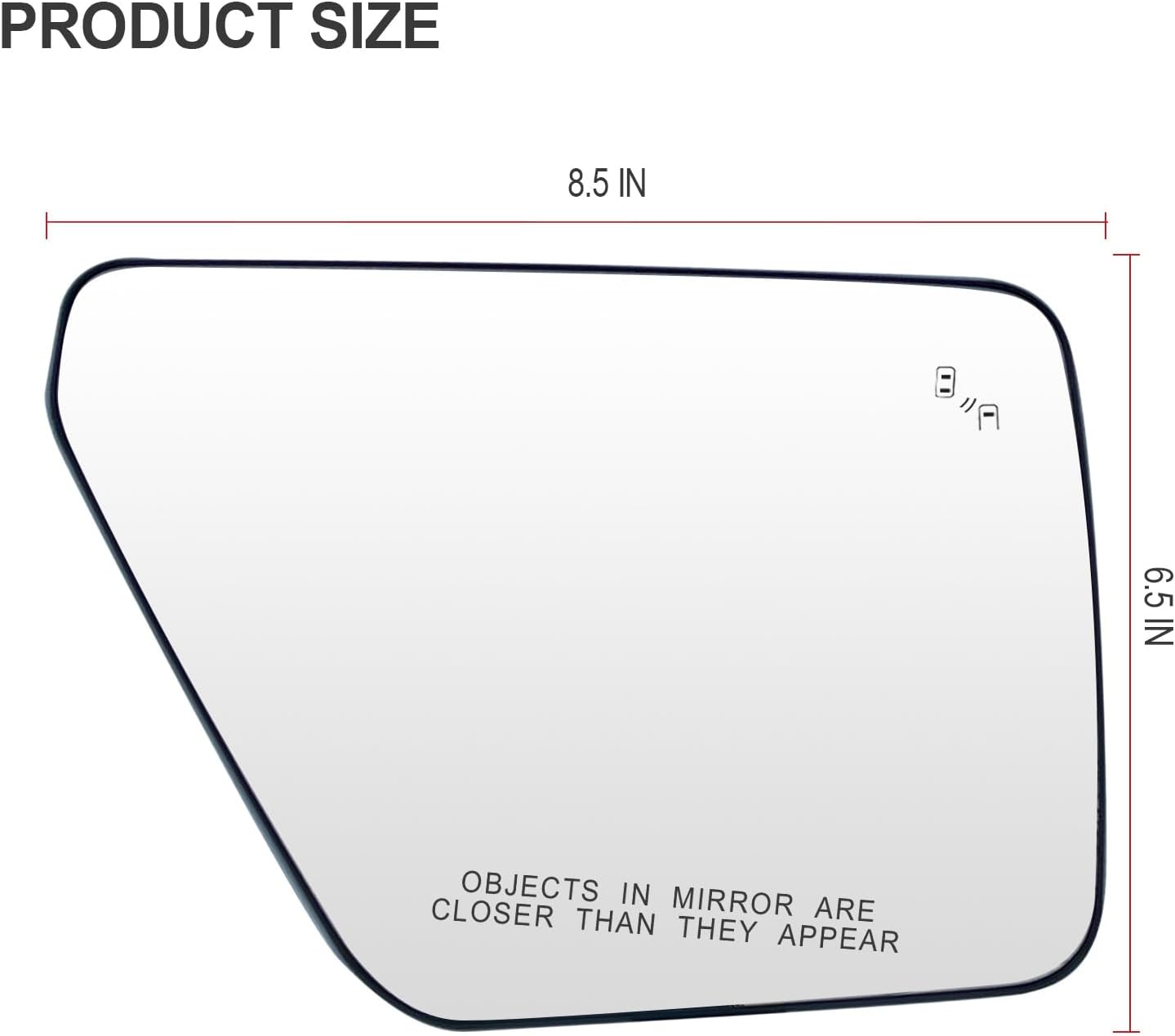 Passenger Side Mirror Glass Compatible with Ford F150 2022 2023 Mirror - With Rear Holder，Blind Spot Detection, Power Heated
