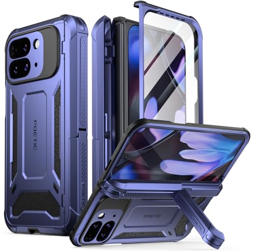 Coque Pixel 9 Pro Fold Poetic Spartan avec protège-charnière bleu