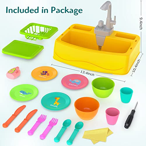 Kindiary Play Kitchen Sink Toy With Running Water For Kids Toddler, Learning Dishwasher Set With Automatic Water Cycle System, Pretend Role Play Toys For Boys Girls #TOP5
