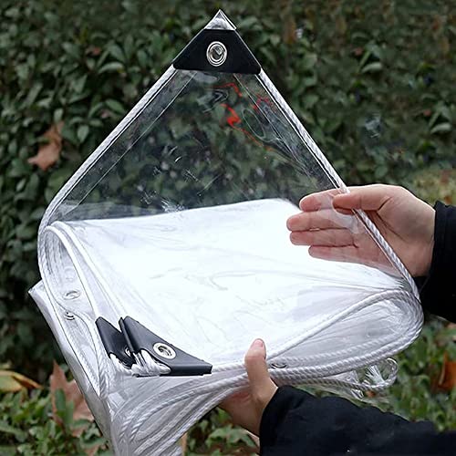 AYPET Lona Impermeable, Transparente Lonas Impermeables Exterior, Lona Impermeable Exterior, Lona Impermeable Transparente Adecuado para Exteriores Camping Jardín Coche，3.5 x 8 m/11.5 x 26.2 ft