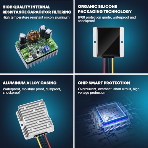 Image of Kohree DC 12V Step Up to 24V 10A 240W DC Boost Converter Waterproof Voltage Regulator Module Transformer for Golf Cart Club Car LED Strip Light