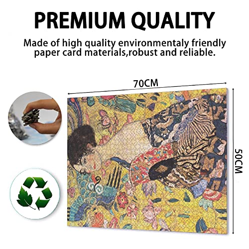 Puzzles For Adults 1000 Pieces Gustav Klimt Lady With Fan Thick Sturdy Cardboard Jigsaw Puzzle Interactive Family Game 20"X27" #TOP4