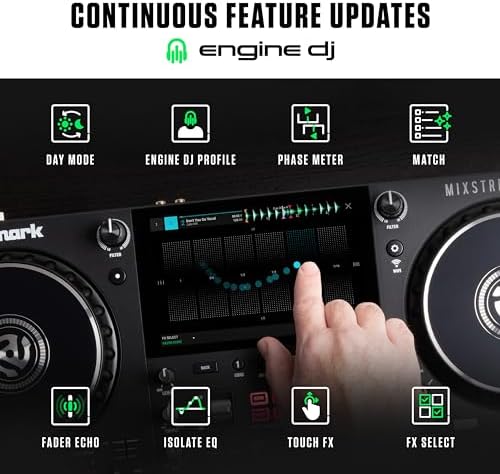 Numark Mixstream Pro+ Samodzielny DJ kontroler, streaming z Amazon Music Unlimited, mikser, ekran dotykowy, WiFi, głośniki, do Serato i Virtual DJ
