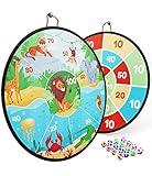 mookrook Doppelseitige Dartscheibe Kinder aus Klett, 73cm Durchmesser, Wurfspiel für Kinder inkl.16 Bällen, Kinder Dartscheibe Outdoor, speziell designt für Kinder