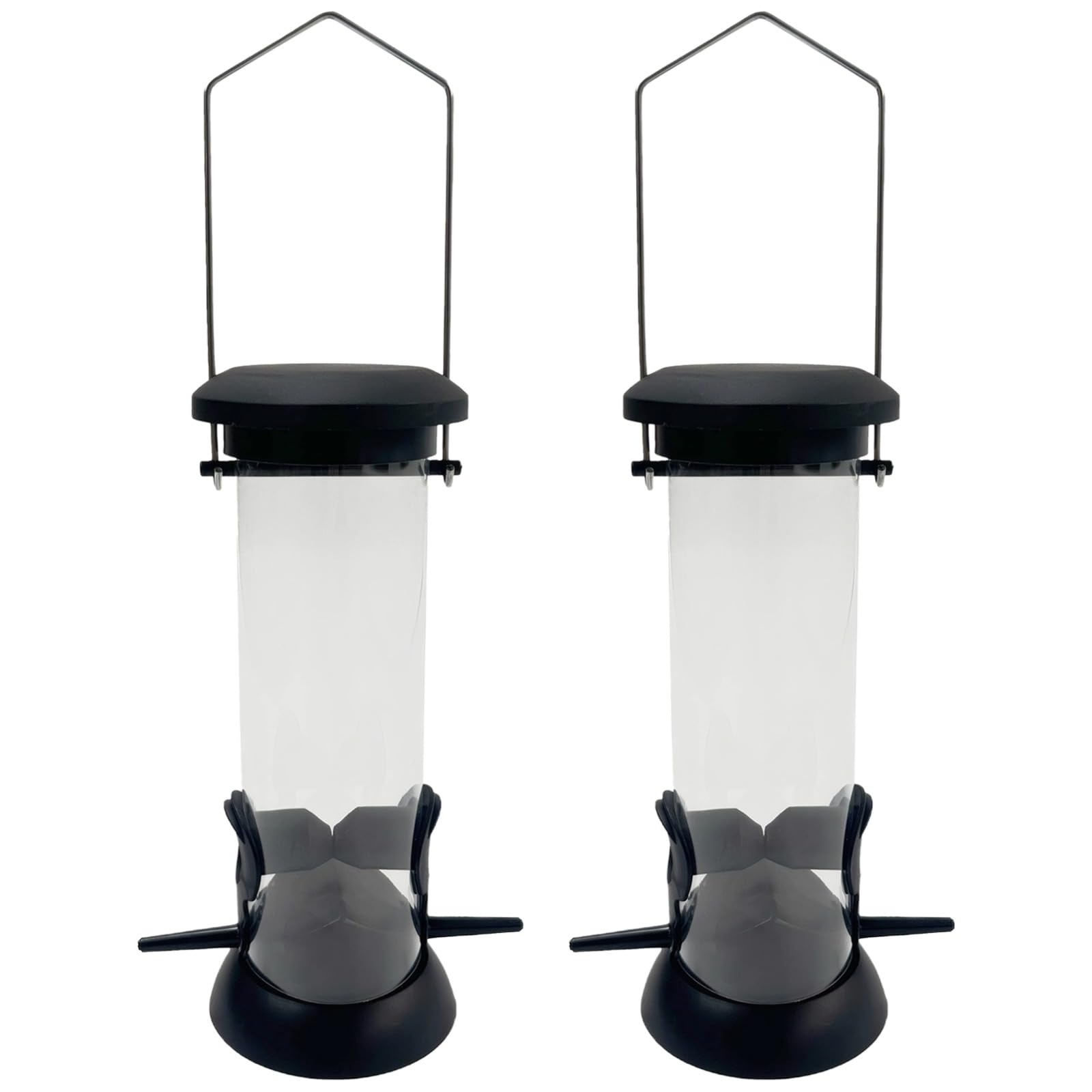 2 mangiatoie per uccelli da appendere all'esterno, con dispenser automatico e tubo trasparente, 13,5 x 9 x 32,5 cm, per uccelli selvatici