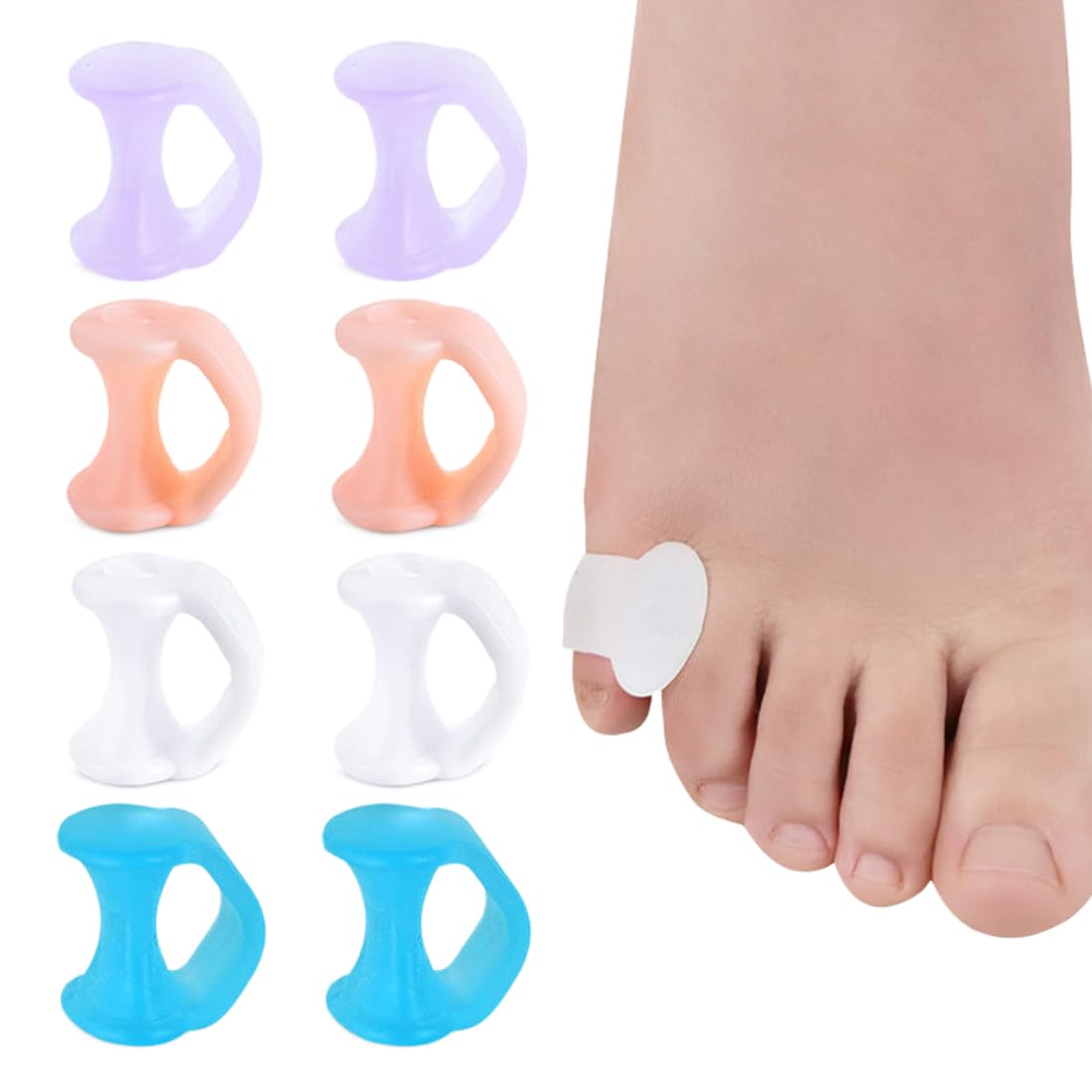 4 pares Separadores de Dedos Separadores de Dedos de Los Pies Meñique Correctores de Dedos del Pie Espaciadores para Dedos Meñiques Protector de Dedos para Prevenir el Frote y Reducir la Presión