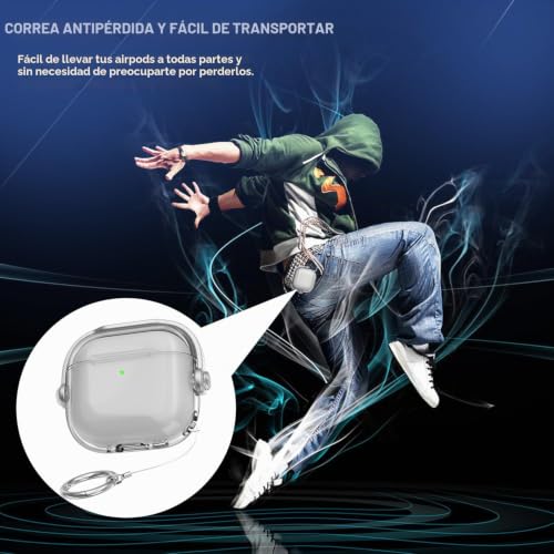 Evita pérdidas: funda AirPods 4 con bloqueo anticaída negro 6