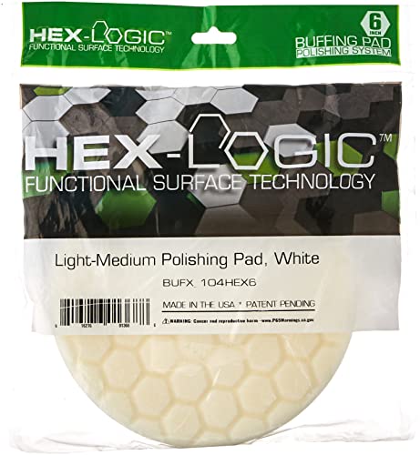 Image of Chemical Guys, Hex-Logic Light-Medium Polishing Pad, White, 6.5 in for 6 in | For paint correction and swirl removal, 6 inch backing plates, dual action polisher, for fine swirls and water spots