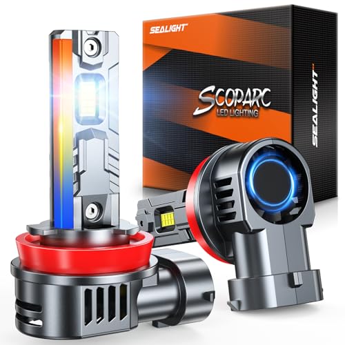 SEALIGHT H11 H8 H9 H16 Bulbs, 1:1 Design 50,000LM with 14000RPM Fan Bulbs, 6500K Cool White, Non-polarity, Pack of 2