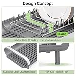 TOOLF Small Dish Drying Rack, Mini Expandable Compact Dish Rack, Slim Extendable Stainless Steel Dish Drainer for Kitchen Plate Storage, Space Saving Dish Strainer in Sink or on Home Countertop, Gray - Image 4