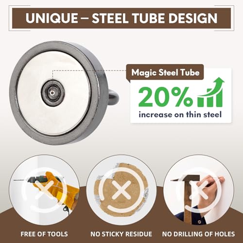 Image of Neosmuk Magnetic Hooks Steel Tube Design for Cruise,130lb+ Gunmetal,10 Pack