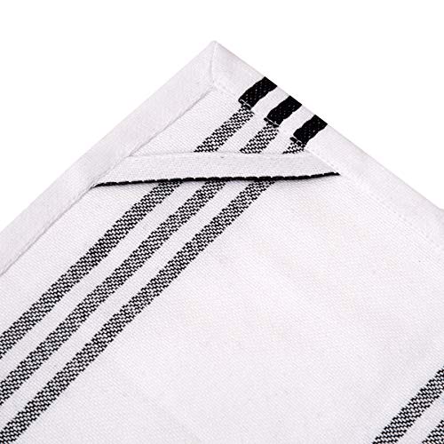 Urban Villa Kitchen Towels Trendy Stripes Black/White Set Of 6 Dish Towels For Kitchen Highly Absorbent 100% Cotton Over Sized 20X30 Inches Kitchen Towels With Mitered Corners Kitchen Hand Tea Towels #TOP4