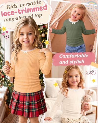 Hyggeweir 3 Pack Toddler Girls Shirts, 3-Color, 3T - 2