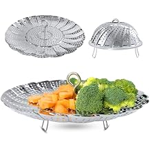 Sayfine Vegetable Steamer Basket, Premium Stainless Steel Veggie Steamer Basket - Folding Expandable Steamers to Fits Various Size Pot Extra Large 6.5" to 11"