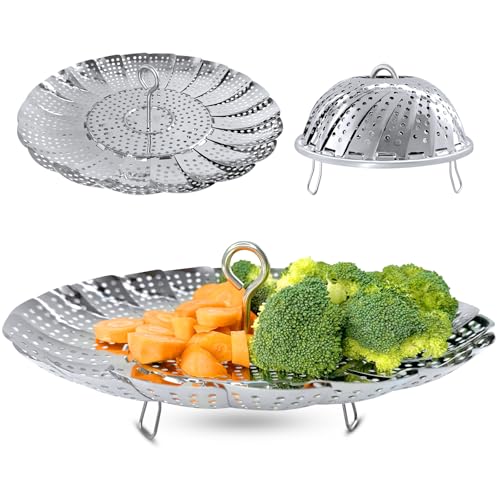 Sayfine Vegetable Steamer Basket, Premium Stainless Steel Veggie Steamer Basket - Folding Expandable Steamers to Fits Various Size Pot (Extra Large (6.5' to 11'))