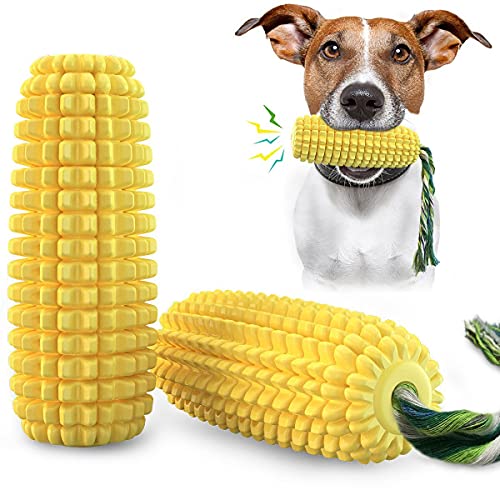 USWT Corn-Shaped Dog Chew Toys Puppy Squeaky Squeak Toy Doggy Molar Toothbrush Pet Supplies Small/Medium Dogs Christmas/New Year/Birthday Gift