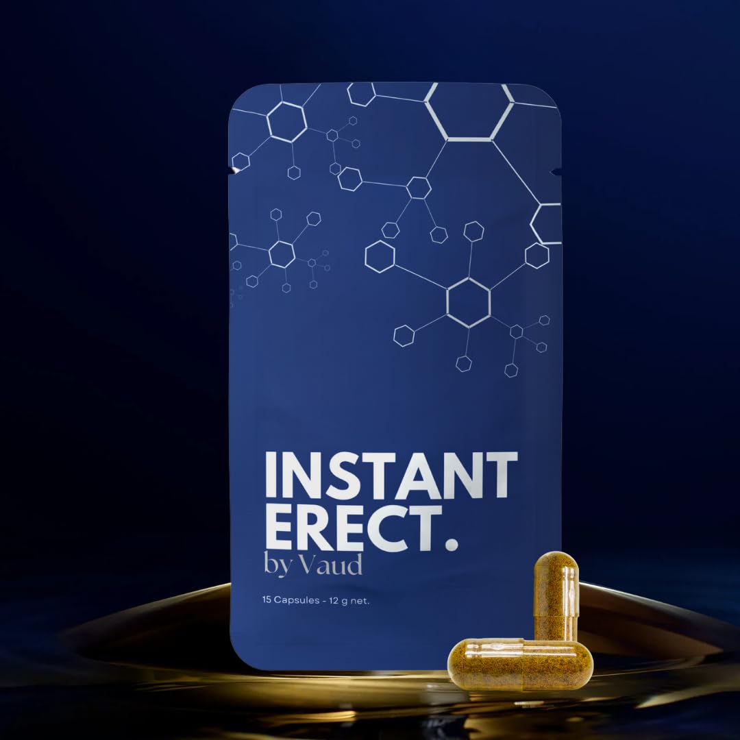 INSTANT ERECT by Vaud - Stimulant sexuel naturel pour hommes - Gélules d'érection de haute qualité avec maca, L-arginine, ginseng & zinc - Qualité suisse - 15 gélules - Alternative Viagra Homme