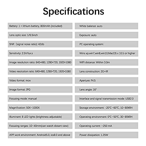 Funien Conexão WiFi 50X ~ 1000X Microscópio Digital Inteligente Design Destacável Microscópio Infant