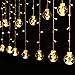 BLOOMWIN Lichtervorhang 3x0,65M Kugel Lichterkette Lichterkettenvorhang 120 LEDs Weihnachtsbeleuchtung Stimmungslichter Fenster Weihnachten Feiertage Fensterdeko Lichter Dekobeleuchtungkette Warmweiß
