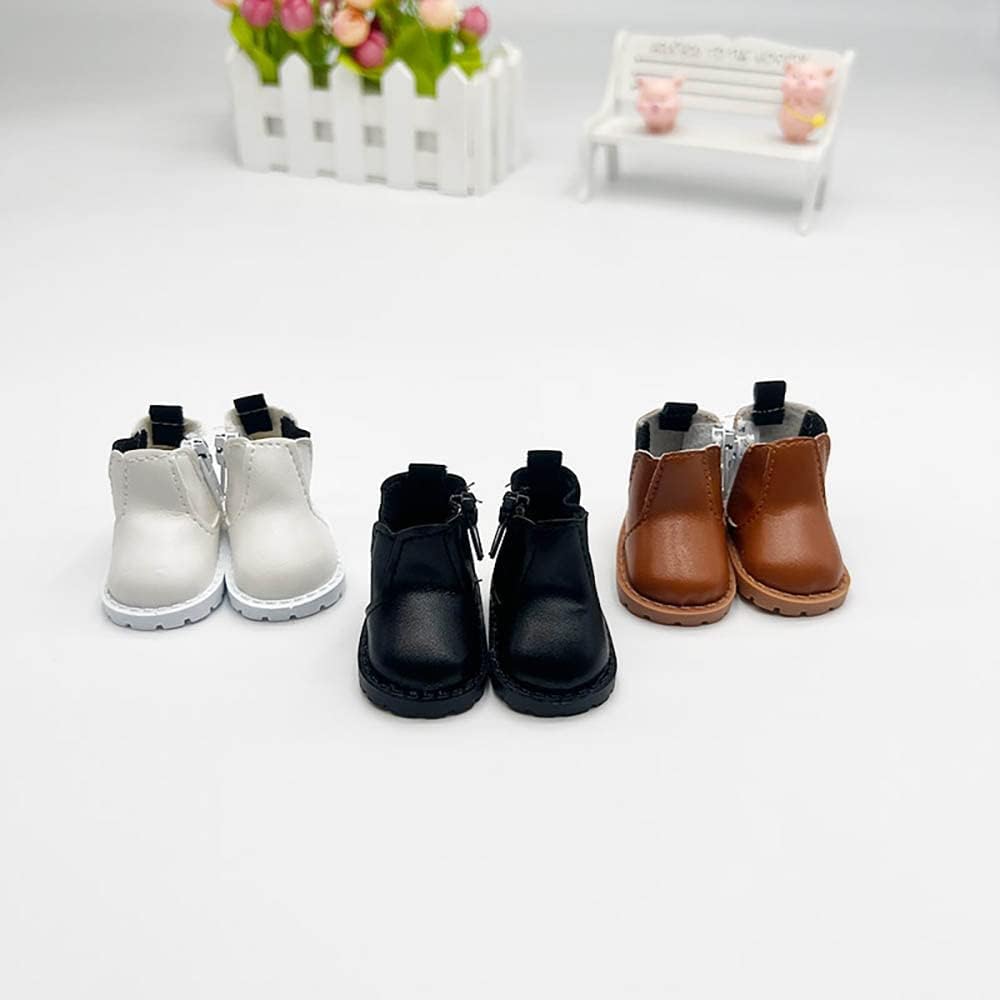 niannyyhouse Leather Shoes Length 5.5cm Suitable for 1/6 BJD 8in 20cm Plush Doll (Black)