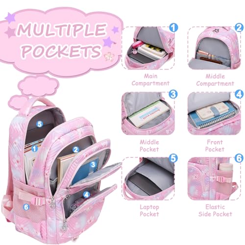 Joyfulife Daisy Print Backpack for Girls Lightweight Water Resistant Elementary Primary School Bags Teen Girls Bookbag Travel Daypack3