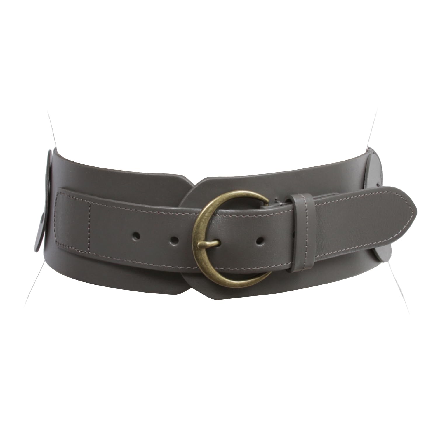 Cinturón de cuero trenzado para mujer, 75 mm de ancho, cintura alta, redondo