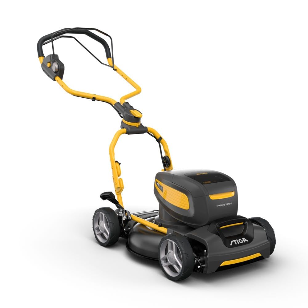 STIGA Multiclip 747e V Kit Tagliaerba A Batteria, 48 V (2 Batt. 7,5 Ah + Caric.) 45 cm – Brushless 1,5 kW, Mulching – Prati Fino A 2.000 m²