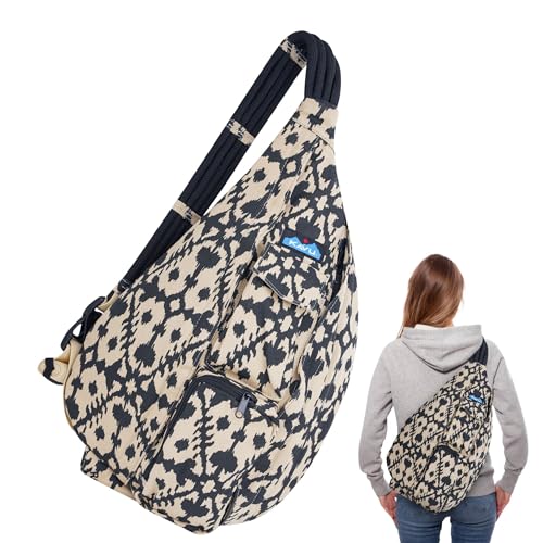 Image of KAVU Rope Sling Bag - Large Crossbody Bags for Women & Men | Hands Free, Cross Body for Travel, Hiking & Everyday Carry, with Padded Back, Adjustable Rope Strap & Cotton Canvas
