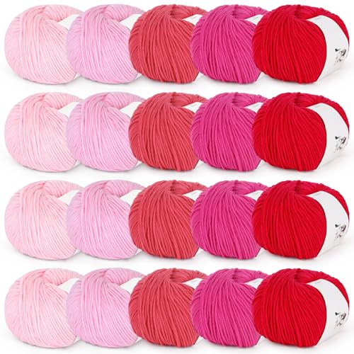 Image of Katech 20 Skeins Cotton Yarn for Crocheting-55% Cotton 45% Acrylic-#3 DK (Light)-Super Soft Milk Cotton Yarn-Great Crochet and Knitting Starter Kit for Colorful Craft(Color C)