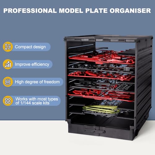 Image of PLAMOKOJO DIY Model Shelf Stand,Plastic Parts Shelf, Plate Rack, Tool Storage Container for Hobby Making Parts, Suitable for 1 /144Boards,Organize