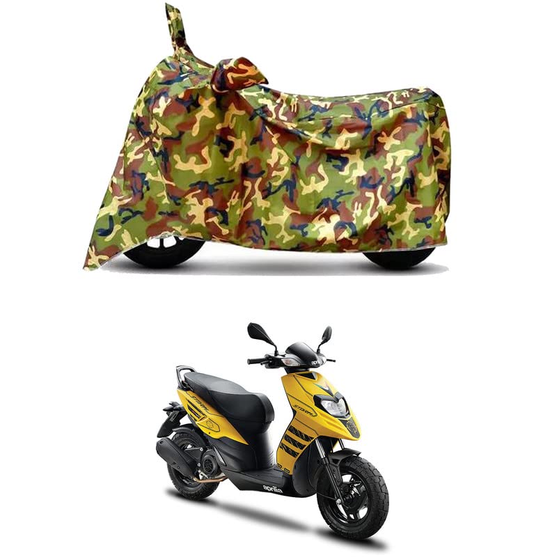 Image of Waterproof 100% PVC Coated Bike Scooty Two Wheeler Body Cover Compatible for Aprilia Storm 125 Drum /UV-Rays /Heat Protection /Birds Dropping /Scratchproof /Dust Proof [6X6 Jungle Print]