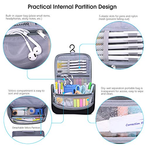 Aiscool Big Capacity Pen Pencil Case Holder Bag Black*2 #TOP2