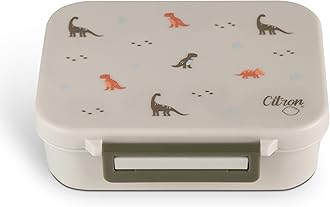 Citron- Tritan Snackbox with 3 Compartments for Kids | Leak-Proof and BPA Free- Dino Green