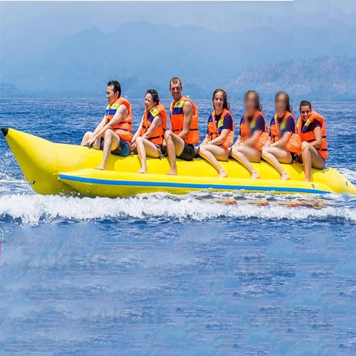 ZAKEKE Barco de plátano comercial pesado para 4, 5, 6, 7 pasajeros para barco, flotador de plátano inflable para deportes acuáticos y de nieve