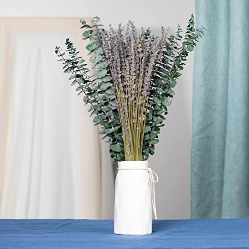Image of Mixed Dried Eucalyptus Stems with Lavender Flowers Bundle for Shower, 17'' Natural Eucalyptus Leaves Branches Hanging Shower Plant for SPA Home Fragrance Bathroom Table Vase Decor, 2 Pack