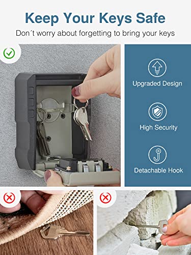 Image of Puroma Key Lock Box with Key Hook, Resettable 4-Digit Combination, Waterproof Key Storage Security, Large Capacity Wall Mounted for House Keys, Realtors, Garage Spare Keys