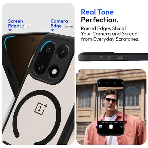 Image of KAPAVER Mag-X Sandstone Back Cover Case Compatible with MagSafe, Magnetic Case for OnePlus 15 (Mag-X Kickstand-Black)