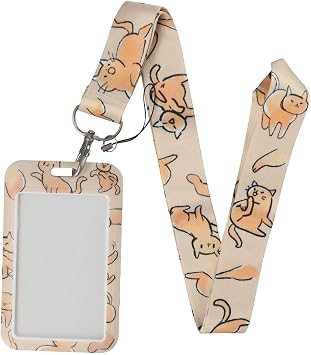 dohobby Orange Cat Neck Lanyard with ID Badge Holder for Keys Women Men