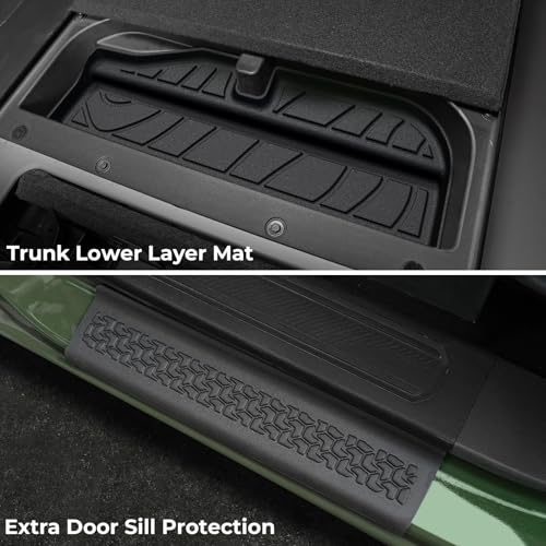 Image of Floor Mats for Ford Bronco 2021-2026, All Weather Floor Mats Trunk Cargo Liner with Backrest Protectors and Door Sill Guards Accessories, Full Coverage Set (Fit 4 Door Models)