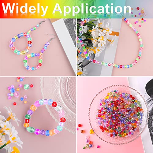 Image of Crystal Beads, 600 Pcs Assorted Glass Beads for Jewelry Making, Rondelle Beads with Container Box, Mixed Color (4 /6 /8mm)