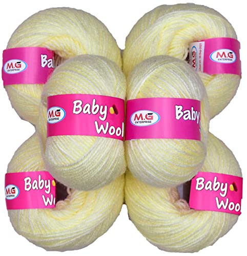 M.G ENTERPRISE Vard hman Baby Yarn 100% Acrylic Wool Dark Cream (6 pc) Baby Wool 4 ply Wool Ball Hand Knitting Wool/Art Craft Soft Fingering Crochet Hook Yarn, Needle Knitting Yarn Thread Dyed