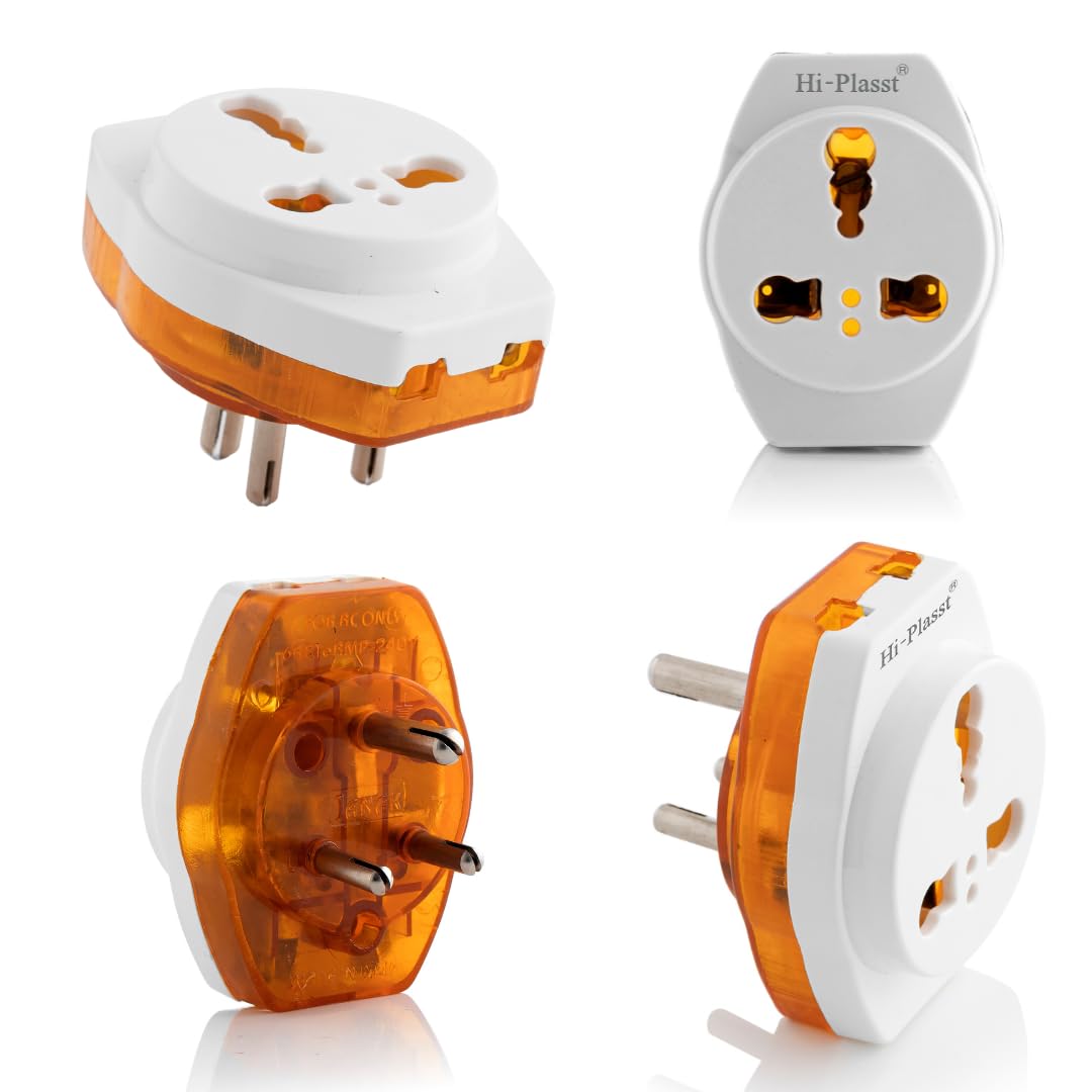 Hi-Plasst 5 Amp to 15 Amp Converter Plug with 2 Extra sockets | 6a to 16a Converter Plug for Multiple uses Like ac,Refrigerator,Washing Machine,etc. (5)