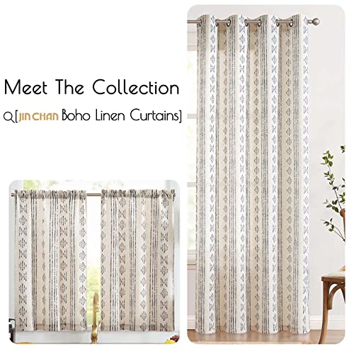 Jinchan JCDYMMQLGMB-2636C03 Boho Kitchen Curtains Linen Tier Curtains 36 Inch Bohemian Cafe Curtains Striped Curtains Farmhouse For Bathroom Rv 2 Panels Black thumb #6