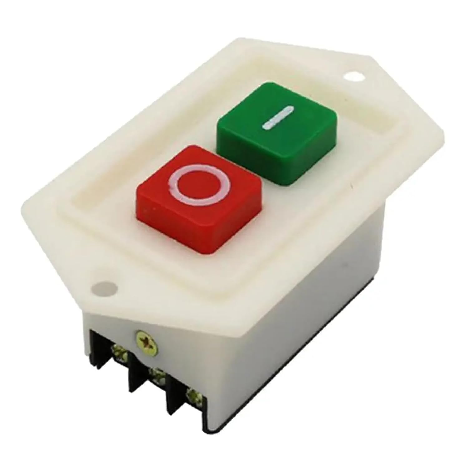LC3-10 Drill Press Start Stop Push Button Switch, Self-Locking, 380V 10A, Plastic Construction, Green and Red Buttons