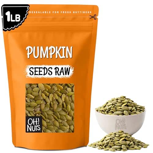 Oh! Nuts Pepitas Raw Unsalted Pumpkin Seeds - Resealable 1-Pound
