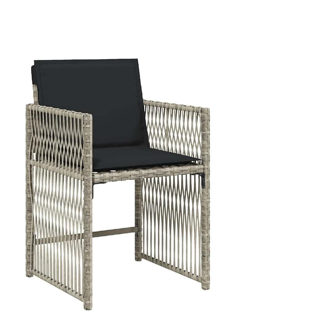 Chaise de jardin pliable en rotin synthétique gris clair et acier laqué lot de 4