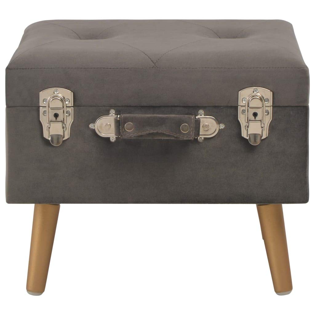 Taburete con espacio de almacenamiento, 3 unidades, terciopelo gris, patas de madera maciza, taburete grande y pequeño con compartimento, cofre versátil para pasillo, dormitorio, pasillo