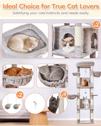Image of Taoqimiao Heavy Duty Cat Tree, 73In Sturdy Cat Tower for Large Cats 25lbs+